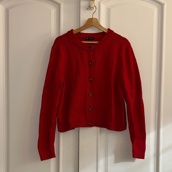 GAP Red Women's Cardigan Sweater Cotton - Picture 2 of 5